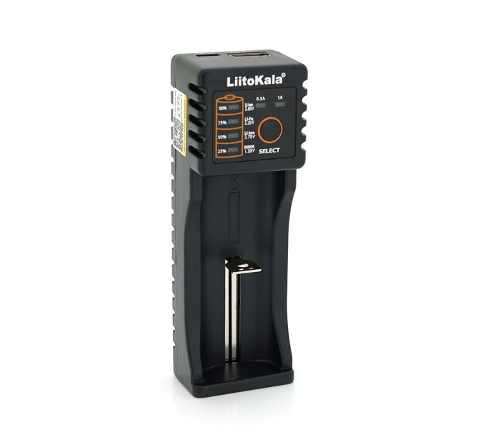 ЗУ універсальне Liitokala Lii-100, 1 канал, LED дисплей, USB, підтримує Li-ion, Ni-MH та Ni-Cd AA (R6), ААA (R03), AAAA, С (R14)