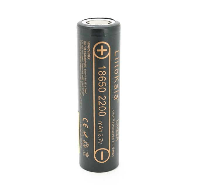 Акумулятор 18650 Li-Ion LiitoKala Lii-22A, 2200mah (2100-2300mah), 3.7V (2.75-4.2V), Black, PVC BOX Q2, цена за 1 шт
