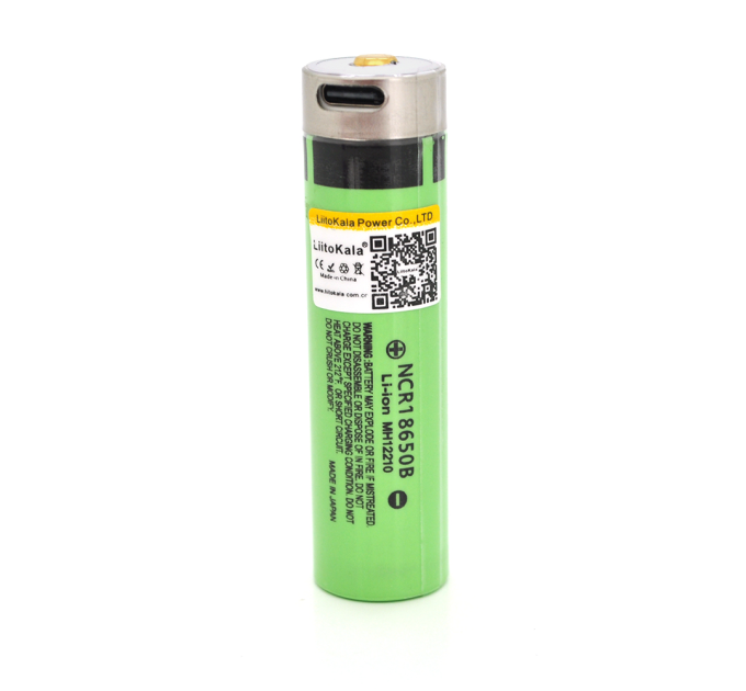 Акумулятор 18650 Li-Ion LiitoKala Lii-34B-USB, 3400mAh, Type-C, 3.7V (2.75-4.2V), Green, PVC BOX