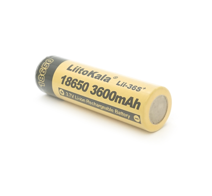 Акумулятор 18650 Li-Ion LiitoKala Lii-36S(TIP TOP), 3600mAh (3300-3600mAh), 3.7V (2.75-4.2V), Yellow
