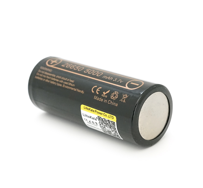 Акумулятор 26650 Li-Ion LiitoKala Lii-50A-JT, 5000mAh (5100-5200mAh), 15A, 3.7V (2.75-4.2V), Black, 2 шт в упаковці, ціна за 1 шт