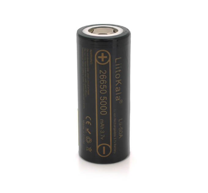 Акумулятор 26650 Li-Ion LiitoKala Lii-50A, 5000mAh (5100-5500mAh), 25A, 3.7V (2.5-4.2V), Black, 2 шт в упаковці, ціна за 1 шт