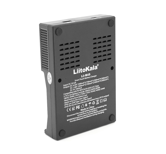 ЗП універсальний Liitokala Lii-M4S, 4 канала, 5V / Type-C, LED display, підтримуєLi-ion, 3.7V / 1.2V AA / AAA 18650 / 26650 / 16340 / 14500 / 10440 / 18500
