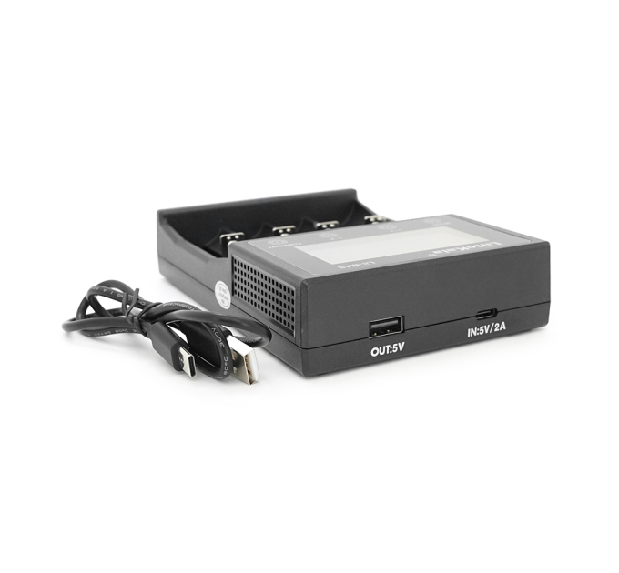 ЗП універсальний Liitokala Lii-M4S, 4 канала, 5V / Type-C, LED display, підтримуєLi-ion, 3.7V / 1.2V AA / AAA 18650 / 26650 / 16340 / 14500 / 10440 / 18500