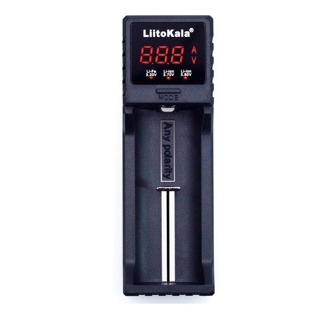 ЗУ універсальне Liitokala Lii-S1,1 канал, LCD дисплей, підтримує Li-ion, Ni-MH та Ni-Cd AA (R6), ААA (R03), AAAA, С (R14)