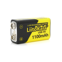 Акумулятор LiitoKala 9V / 1100mAh, крона, Type-C вихід, NiMH Rechargeable Battery