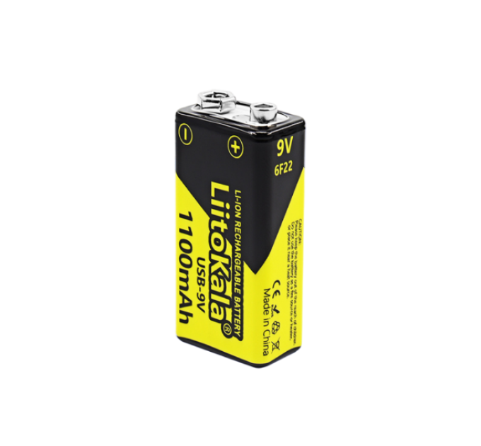 Акумулятор LiitoKala 9V / 1100mAh, крона, Type-C вихід, NiMH Rechargeable Battery, 4 штуки в блістері ціна за штуку