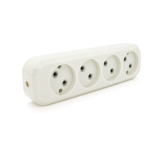 Блок розеток для подовжувача 220V MERLION MBR-4W, 4 гнізда без заземлення Q160