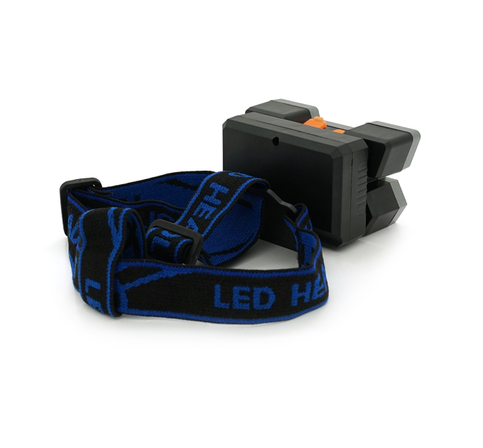 Налобний ліхтарик Voltronic MJ 2022,3 led 3W, 2 Led Cob, 4 режими, корпус-пластик, водостійкий, ip44, живлення АКБ вбудований ААА, USB micro кабель, 6500K, BOX