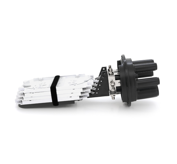 Муфта оптична Merlion ML-OP-F107H-192C, герметична, 5 вводів, до 4-х касет, до 192 зварок, матеріал PP