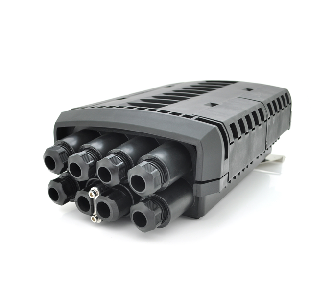Муфта оптична Merlion ML-OP-F108H-12C, герметична, 3 введення, до 2-х касет, до 12 зварок, матеріал PP