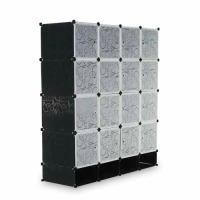 Шафа для речей та взуття пластикова MP416-102A, 146х37х164см, Black, Box