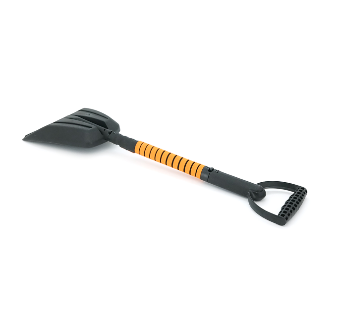 Щітка-скребок телескопічна автомобільна 3в1, загальна довжина 80-100см, щітка 25см, скребок 9см, лопатка 21см, чорна з оранжевим