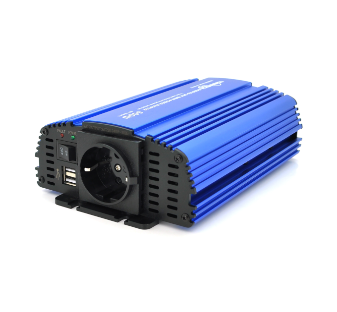 Інвертор напруги Tommatech MS-600, 24V / 220V, 600W з апроксимованою синусоїдою, 1Shuko, USB, клемні дроти, АЗУ+ затискачі, Q15