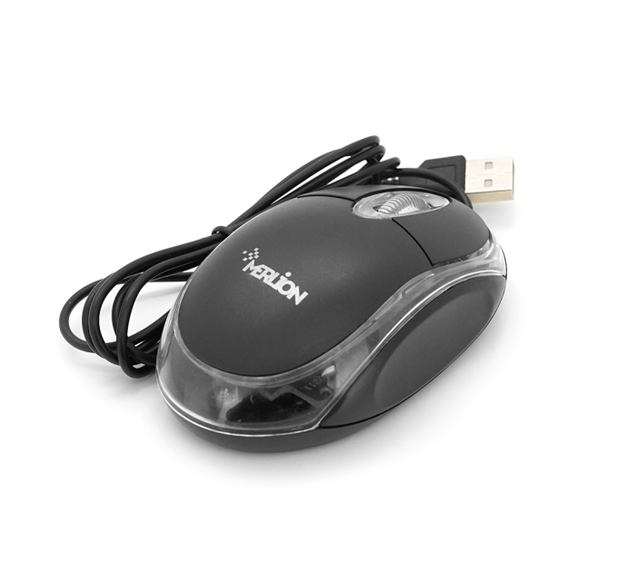 Миша USB Merlion MS-Zero, довжина кабелю 115см, 2 кнопки + scroll, (98х60х36 мм), Black, Q200