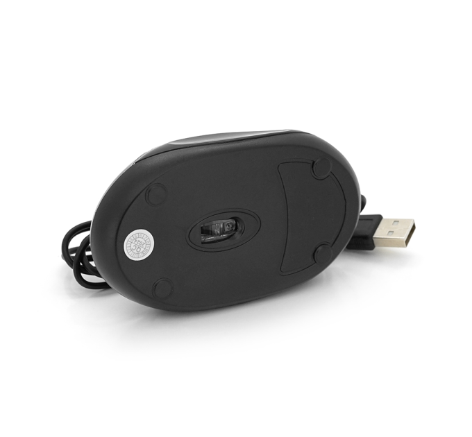 Миша USB Merlion MS-Zero, довжина кабелю 115см, 2 кнопки + scroll, (98х60х36 мм), Black, Q200