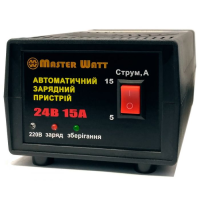 Автоматичне ЗУ для акумулятора MW-AZU24-15A 24V (25-260Ah) (MF, WET, AGM), 160-245V, Струм заряду 5А / 15А, крокодили в комплекті