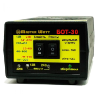 Десульфатирующее ЗУ БОТ-30 для акумулятора 12 / 24V (25-400Ah) (MF, WET, AGM, GEL, CA / CA), 160-245V, Струм заряду 20А, з функцією пуску