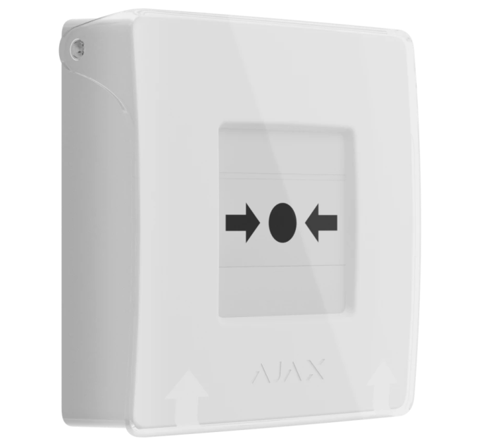 Бездротова настінна кнопка для активації пожежної тривоги Ajax ManualCallPoint White