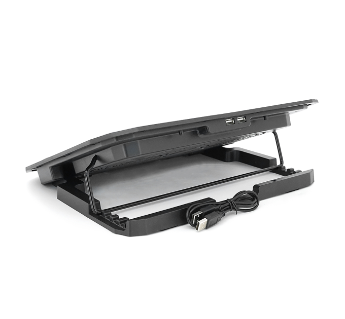 Підставка під ноутбук IceCoorel N106L, 10-18", 2*125mm 1400±10% RPM, корпус пластик+алюміній, 2xUSB 2.0+LCD, 362x260x30 mm, Black, Box Q20