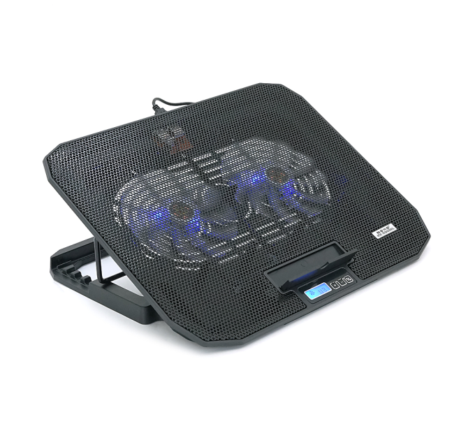 Підставка під ноутбук IceCoorel N106L, 10-18", 2*125mm 1400±10% RPM, корпус пластик+алюміній, 2xUSB 2.0+LCD, 362x260x30 mm, Black, Box Q20