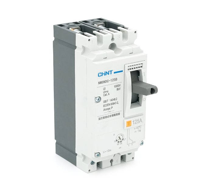Двополюсний автомат постійного струму CHINT NM8NDC-125B-DC500V, 125A, 25kA, DC500V, 2P, 62x140x78,5mm