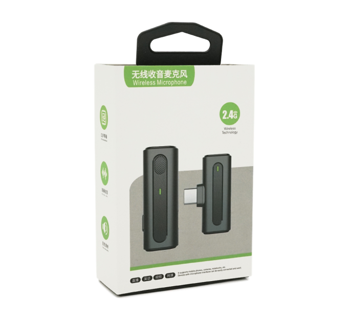 Петличний бездротовий мікрофон M9, роз'єм Lighting, вбудований акумулятор 80 mAh, Black, Box