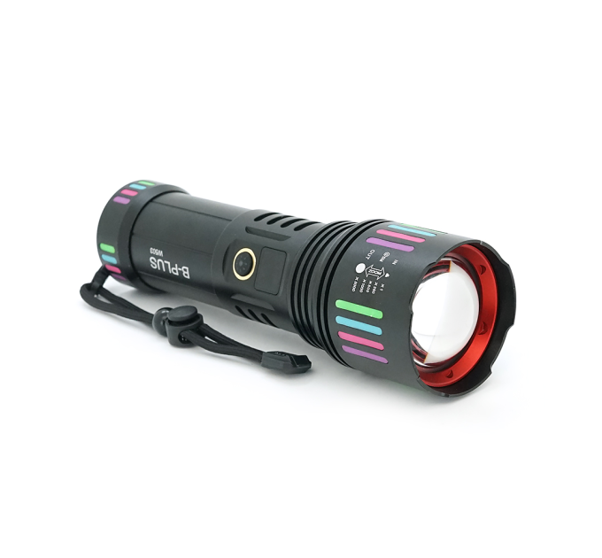Ліхтар пошуковий BP-W503 LED PM60, 5 режимів, індикація заряду, живлення від 3*18650, IP65, кабель USB, 230х130х70мм, 0,850кг, Black, BOX