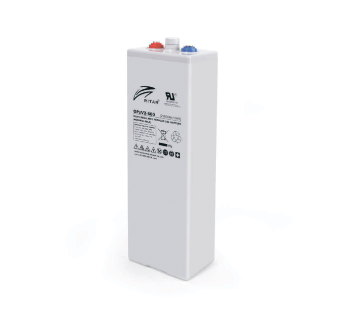 Акумуляторна батарея RITAR OPzV 2-600, Gray Case, 2V 600.0Ah (1200 С) (145х206x645(680)), 42 кг.