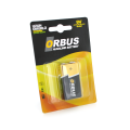 Батарейка лужна Orbus 9V / 6LR61, крона, 1 штука у блістері ціна за блістер