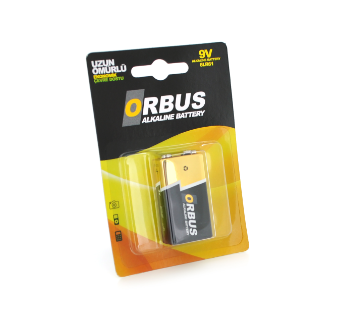 Батарейка лужна Orbus 9V / 6LR61, крона, 1 штука у блістері ціна за блістер