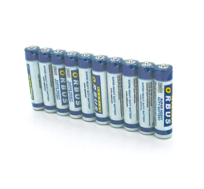 Батарейка сольова Orbus Zinc Carbon 1.5V AAA / LR03, 10 штуки shrink