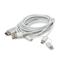 Конвертер MHL Type-C / Micro / Lighting (тато) + USB (тато) => HDMI(тато) 1.8м, Black, 4K / 2K, BOX