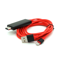 Конвертер MHL Lighting (тато) + USB (тато) => HDMI(тато) 1.8м, Red, 4K / 2K, BOX