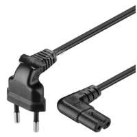 Кабель живлення 1.2m, 0.5mm, PC-184 / 2 CEE7 / 16-C7 2 pin (для побутової техніки), Black, 90 ° OEM Q50 / 250 МЕДЬ !!!