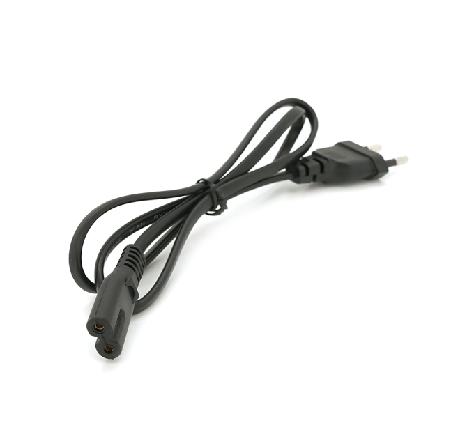 Кабель живлення 1.0m, 0.5mm, PC-184 / 2 CEE7 / 16-C7 2 pin (для побутової техніки), Black, OEM Q600