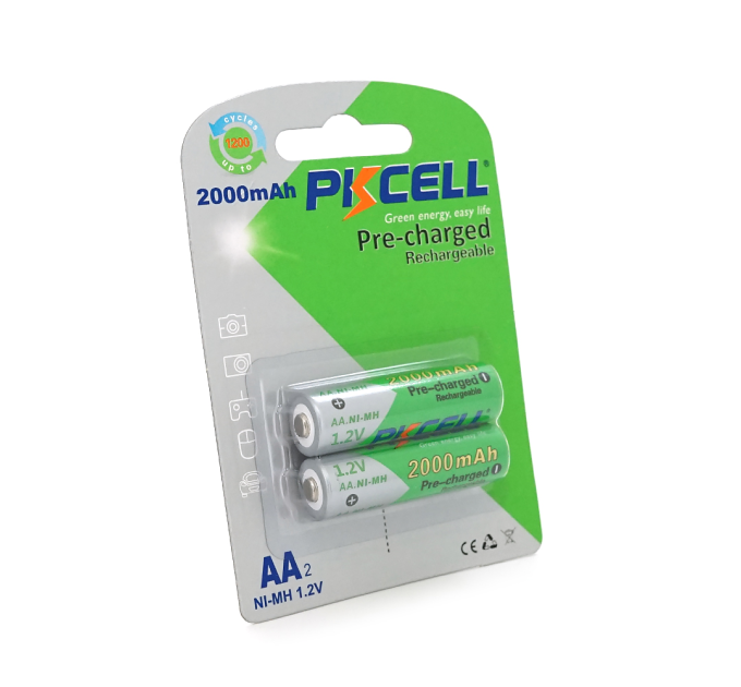 Акумулятор PKCELL 1.2V AA 2000mAh NiMH Already Charged, 2 штуки у блістері ціна за блістер, Q25