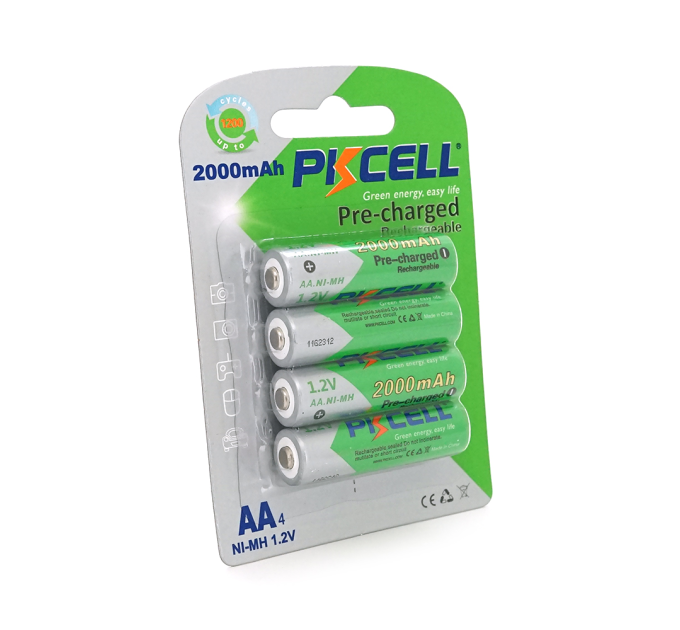 Акумулятор PKCELL 1.2V AA 2000mAh NiMH Already Charged, 4 штуки у блістері ціна за блістер, Q12