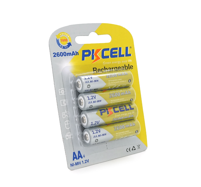 Акумулятор PKCELL 1.2V AA 2600mAh NiMH Rechargeable Battery, 4 штуки у блістері ціна за блістер, Q12