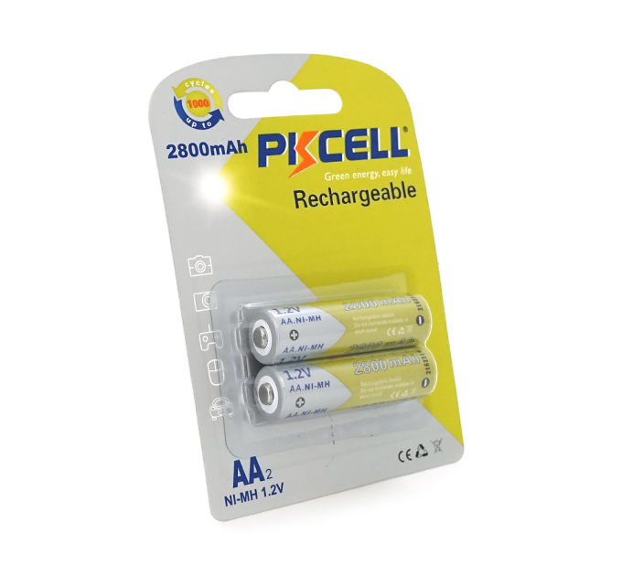 Акумулятор PKCELL 1.2V AA 2800mAh NiMH Rechargeable Battery, 2 штуки у блістері ціна за блістер, Q12