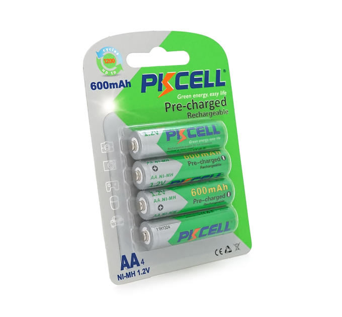 Акумулятор PKCELL 1.2V AA 600mAh NiMH Already Charged, 4 штуки у блістері ціна за блістер, Q12