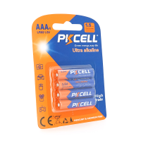 Батарейка лужна PKCELL 1.5V AAA / LR03, 4 штуки в блістері, Q12 / 144