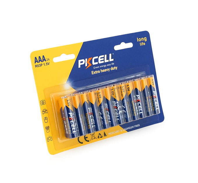 Батарейка сольова PKCELL 1.5V AAA / R03, 24 штуки у блістері ціна за блістер, Q12
