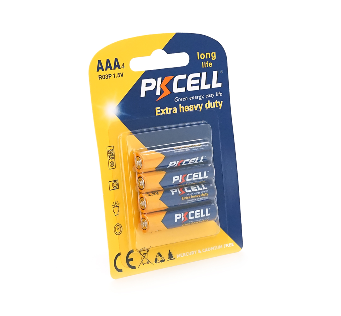 Батарейка сольова PKCELL 1.5V AAA / R03, 4 штуки у блістері ціна за блістер, Q12 / 144