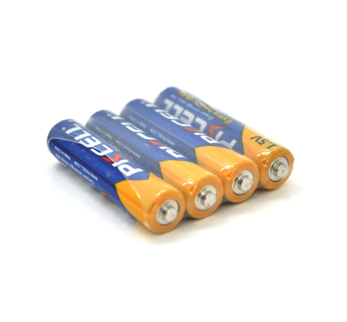 Батарейка сольова PKCELL 1.5V AAA / LR03, 4 штуки в shrink, Q10 / 300