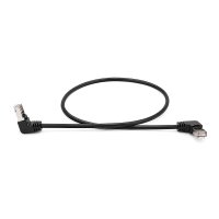 Патч-корд литий FTP, RJ45(кутовий / кутовий), екранований, FTP5e 0.65m, patch D=4.9mm AWG26 2x90° CU, DC 2-12V, чорний, Q200