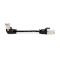 Патч-корд литий FTP, RJ45(прямий / кутовий), екранований, FTP5e 0.125m, patch D=4.9mm AWG28 1x90° CU, чорний, Q200