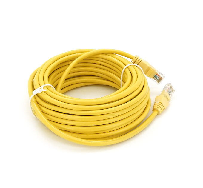 Патч-корд литий RITAR, UTP, RJ45, Cat.5e, 10m, жовтий, Cu (мідь) Q300