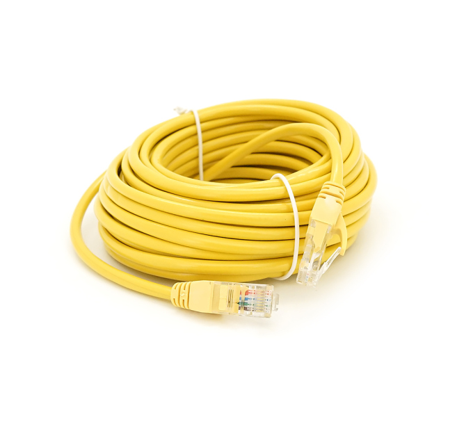 Патч-корд литий RITAR, UTP, RJ45, Cat.5e, 10m, жовтий, Cu (мідь) Q300