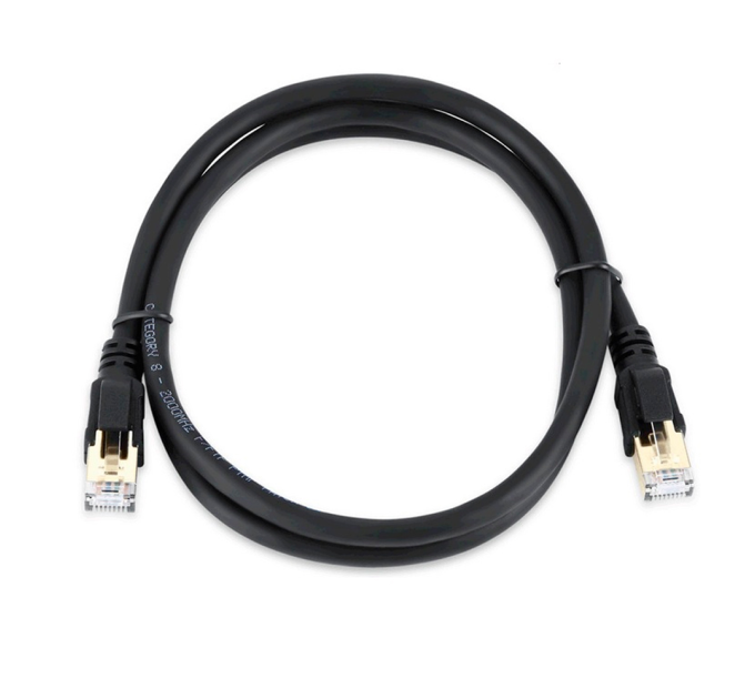 Патч-корд литий VEGGIEG, CCA, SSTP, RJ45, Cat.8, 2m, чорний